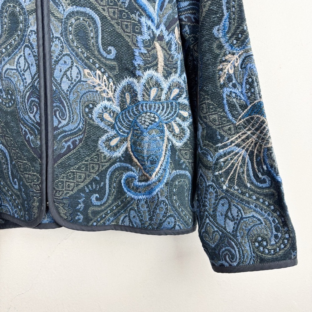 Vintage Coldwater Creek Boho Blue Embroidered Jacket Sz M - Picture 8 of 8